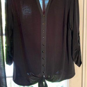 Black Georgette Blouse with Faux buttons